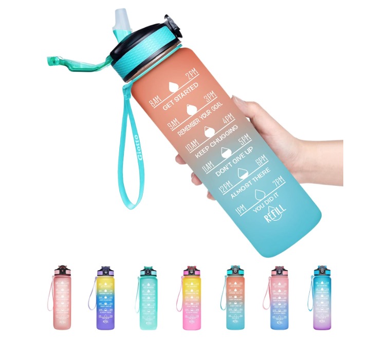 Sticla de apa potabila fitness Colorata 32Oz cu Marcator de timp